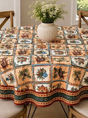 Unique Moroccan Camel Print Table Linen Cover